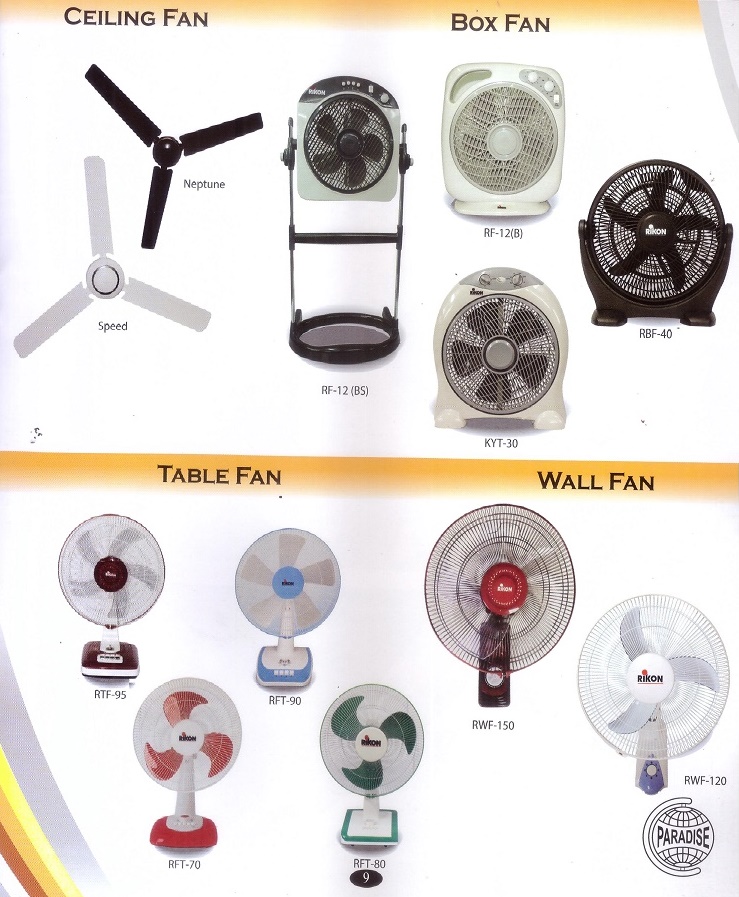 Table and ceiling fans